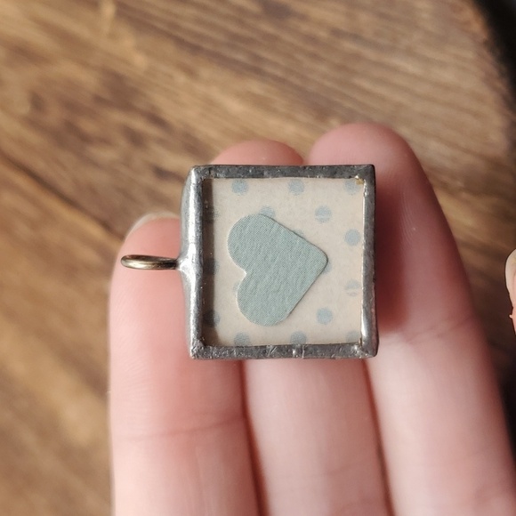 Shadowbox heart cottage core sterling silver pendant - Picture 1 of 2